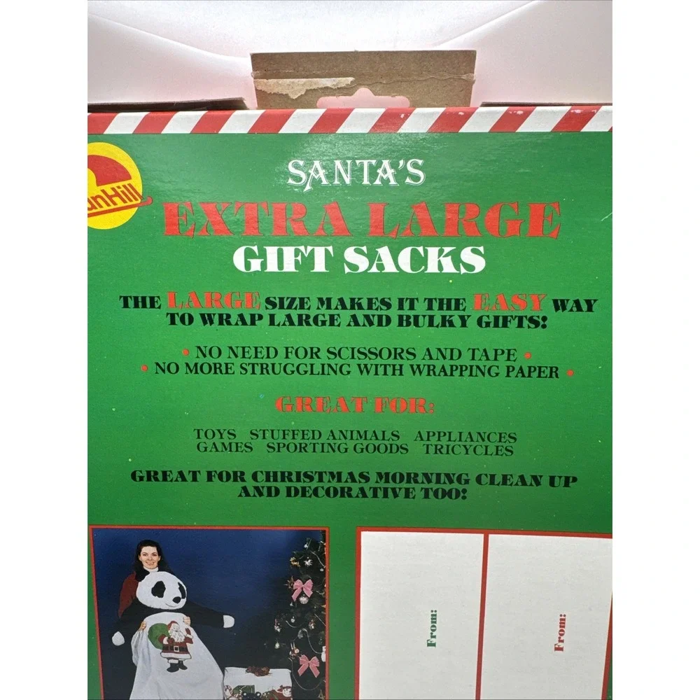 Vintage 90's‎ Extra Large Gift Sacks Cloth Christmas Gift Bags New In Box